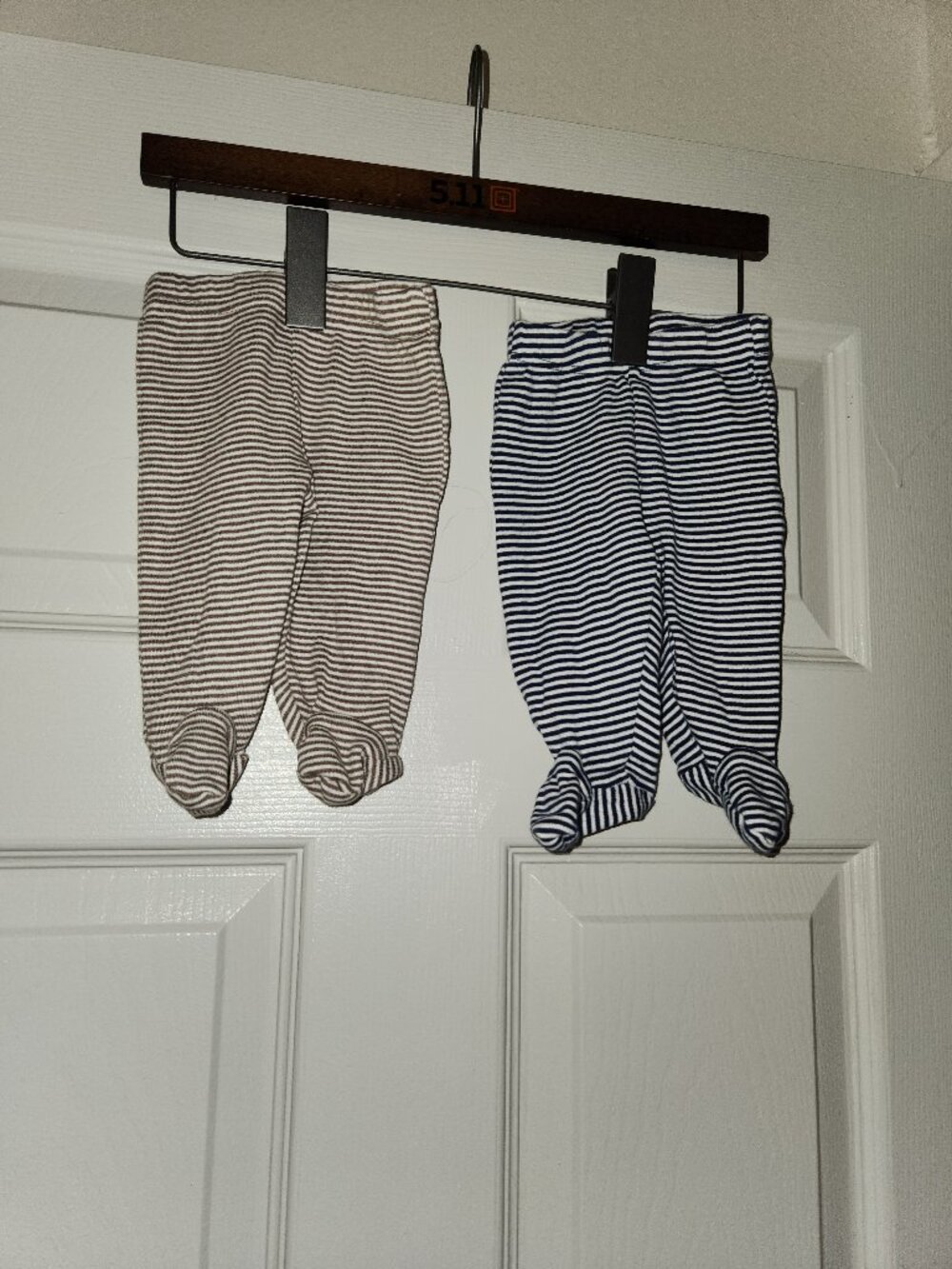 2 Pack Baby Footed Pants Newborn Infant Brown Blue Striped Soft Pajama Bottoms